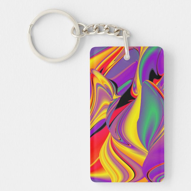 The Magic of Colours , Abstract 3D Rainbowart Key Ring (Front)