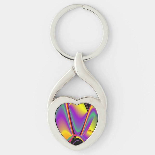The Magic of Colours , Abstract 3D Rainbowart Key Ring (Front)