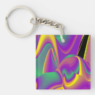 The Magic of Colours , Abstract 3D Rainbowart Key Ring