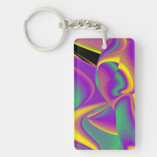 The Magic of Colours , Abstract 3D Rainbowart Key Ring