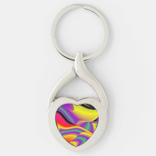 The Magic of Colours , Abstract 3D Rainbowart Key Ring (Front)