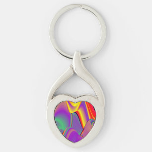 The Magic of Colours , Abstract 3D Rainbowart Key Ring