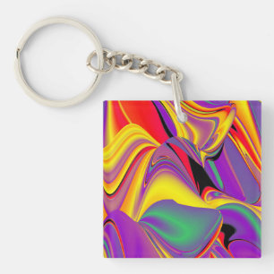 The Magic of Colours , Abstract 3D Rainbowart Key Ring