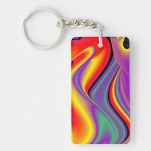 The Magic of Colours , Abstract 3D Rainbowart Key Ring