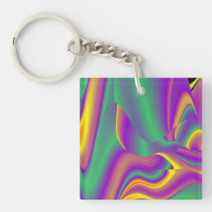 The Magic of Colours , Abstract 3D Rainbowart Key Ring