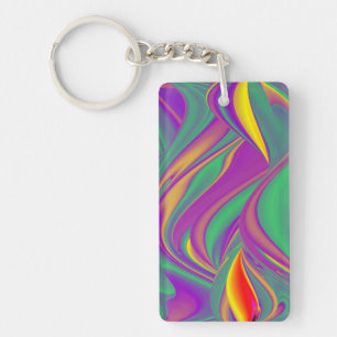 The Magic of Colours , Abstract 3D Rainbowart Key Ring
