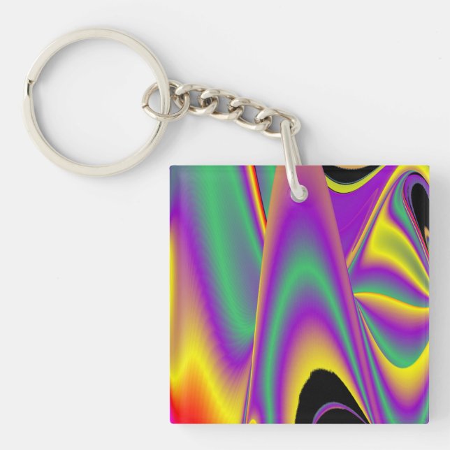 The Magic of Colours , Abstract 3D Rainbowart Key Ring (Front)