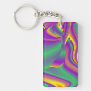 The Magic of Colours , Abstract 3D Rainbowart Key Ring