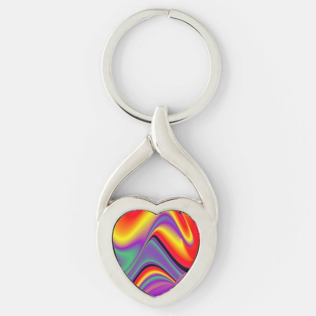The Magic of Colours , Abstract 3D Rainbowart Key Ring (Front)