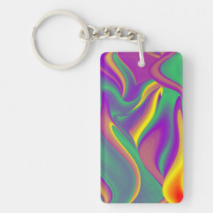 The Magic of Colours , Abstract 3D Rainbowart Key Ring