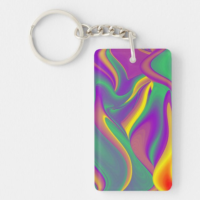 The Magic of Colours , Abstract 3D Rainbowart Key Ring (Front)