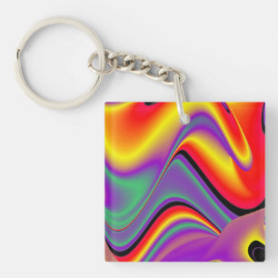 The Magic of Colours , Abstract 3D Rainbowart Key Ring