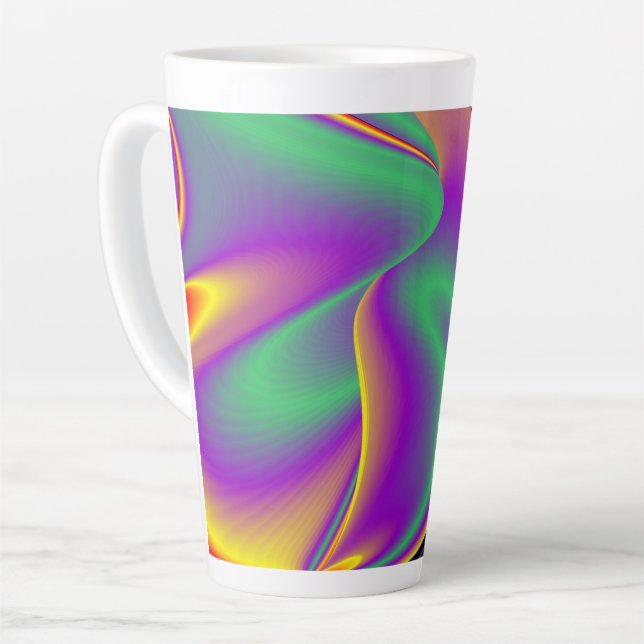 The Magic of Colours , Abstract 3D Rainbowart Latte Mug (Left Angle)