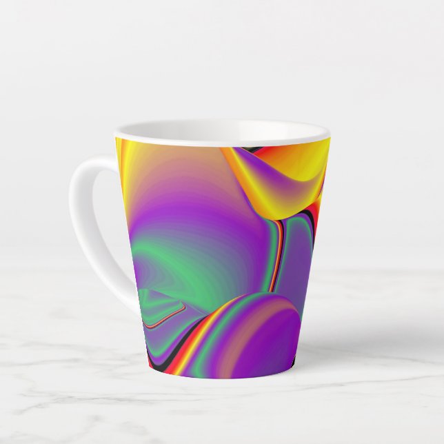 The Magic of Colours , Abstract 3D Rainbowart Latte Mug (Left Angle)