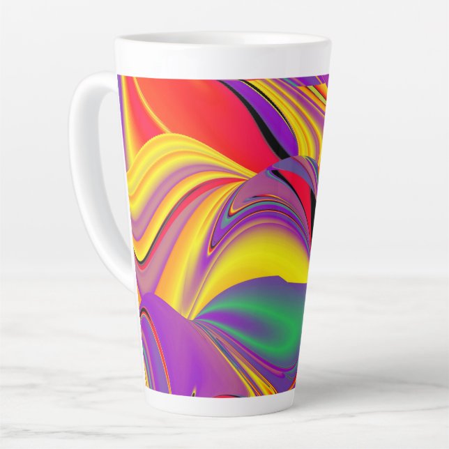 The Magic of Colours , Abstract 3D Rainbowart Latte Mug (Left Angle)