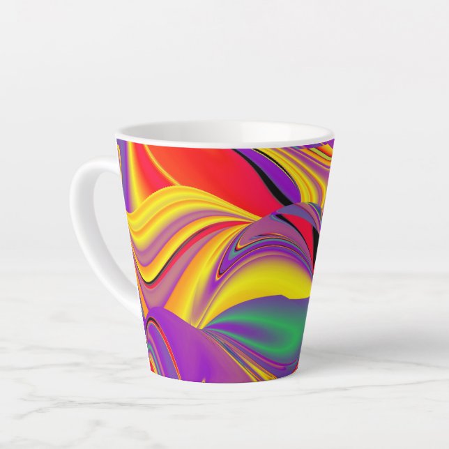 The Magic of Colours , Abstract 3D Rainbowart Latte Mug (Left Angle)