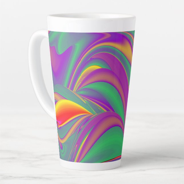 The Magic of Colours , Abstract 3D Rainbowart Latte Mug (Left Angle)