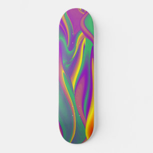 The Magic of Colours , Abstract 3D Rainbowart Skateboard