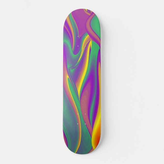 The Magic of Colours , Abstract 3D Rainbowart Skateboard (Front)