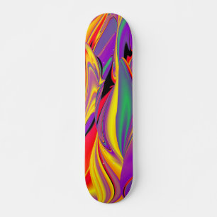 The Magic of Colours , Abstract 3D Rainbowart Skateboard