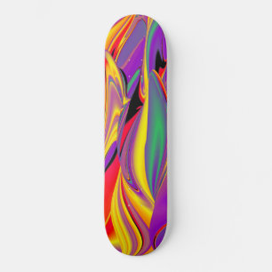 The Magic of Colours , Abstract 3D Rainbowart Skateboard