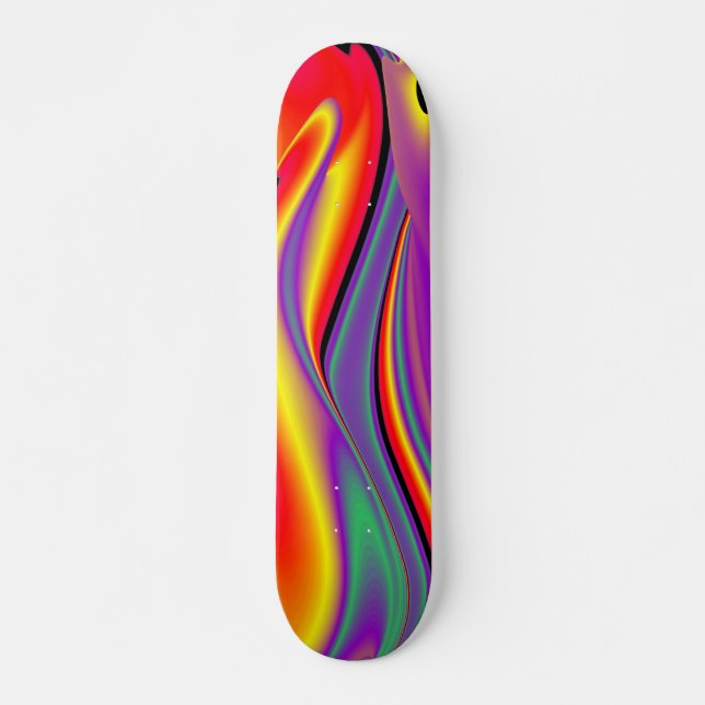 The Magic of Colours , Abstract 3D Rainbowart Skateboard (Front)