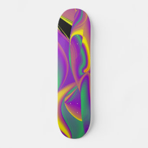 The Magic of Colours , Abstract 3D Rainbowart Skateboard