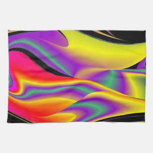 The Magic of Colours , Abstract 3D Rainbowart Tea Towel