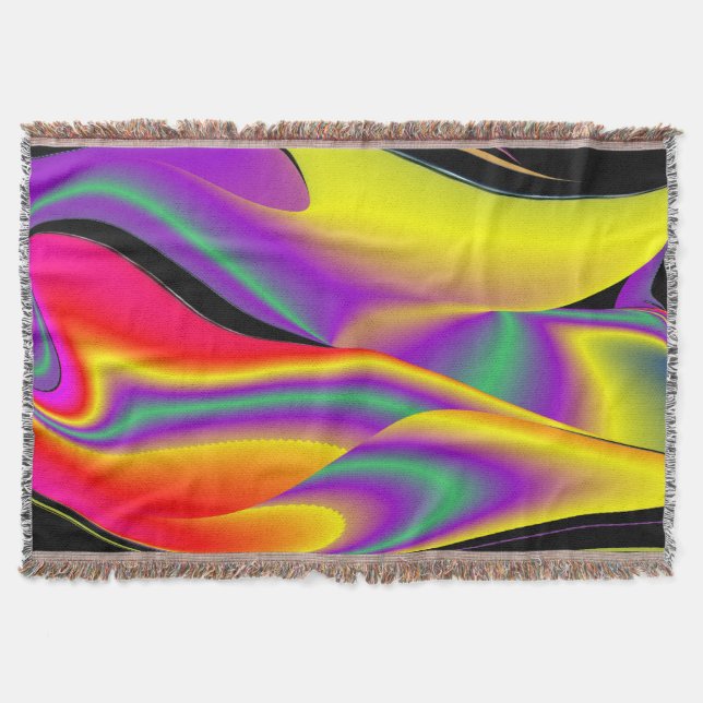 The Magic of Colours Abstract 3D Rainbowart Throw Blanket (Front)