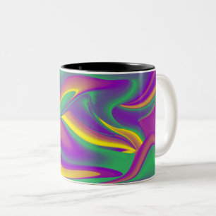 The Magic of Colours , Abstract 3D Rainbowart Two-Tone Coffee Mug