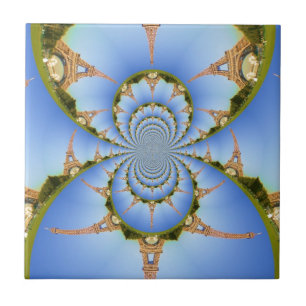 The Magic of Paris: Geometric Eiffel Tower Design Ceramic Tile