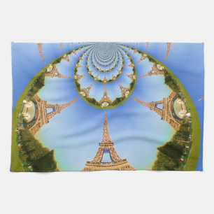 The Magic of Paris: Geometric Eiffel Tower Design Tea Towel