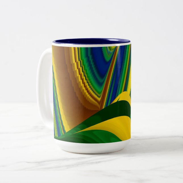 The Magic of Summer , Abstract 3D Art Two-Tone Coffee Mug (Front Left)