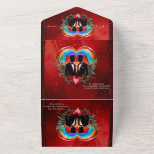 The magic of the moment: elegant gay silhouettes. all in one invitation