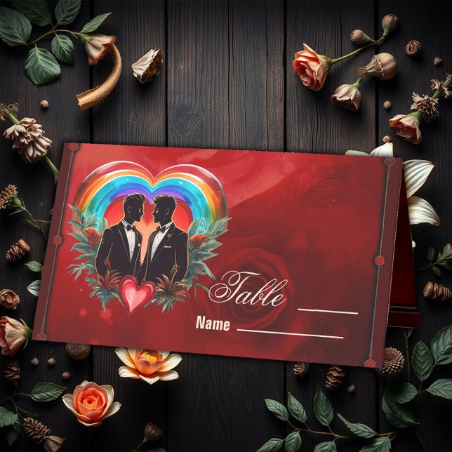 The magic of the moment: elegant gay silhouettes.  place card (Creator Uploaded)