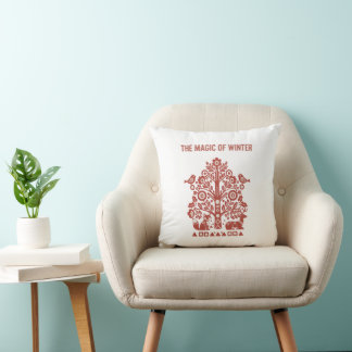 The Magic of Winter Scandinavian Folk Art Woodland Cushion