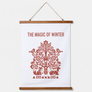 The Magic of Winter Scandinavian Folk Art Woodland Hanging Tapestry