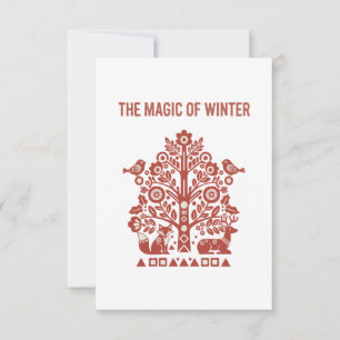The Magic of Winter Scandinavian Folk Art Woodland Thank You Card