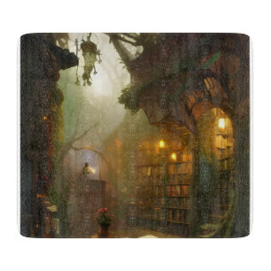 The Magical Bookstore Fantasy Art Cutting Board