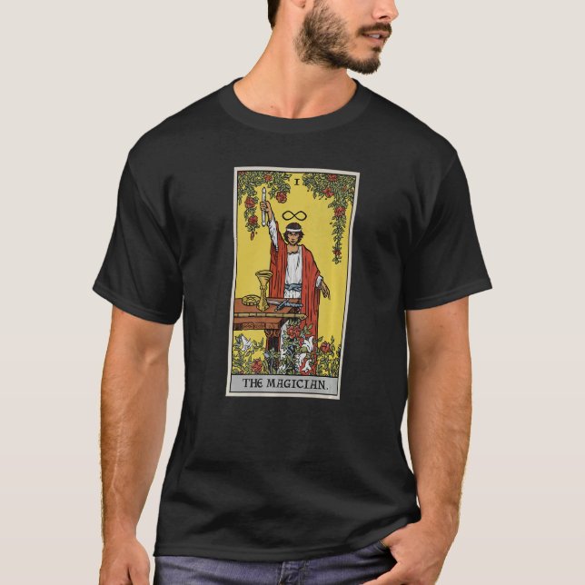 The Magician Tarot Card Spiritual Pagan Witch Divi T-Shirt (Front)