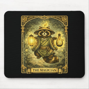 The Magician Tarot Card Tanuki Yokai Racoon Mouse Pad