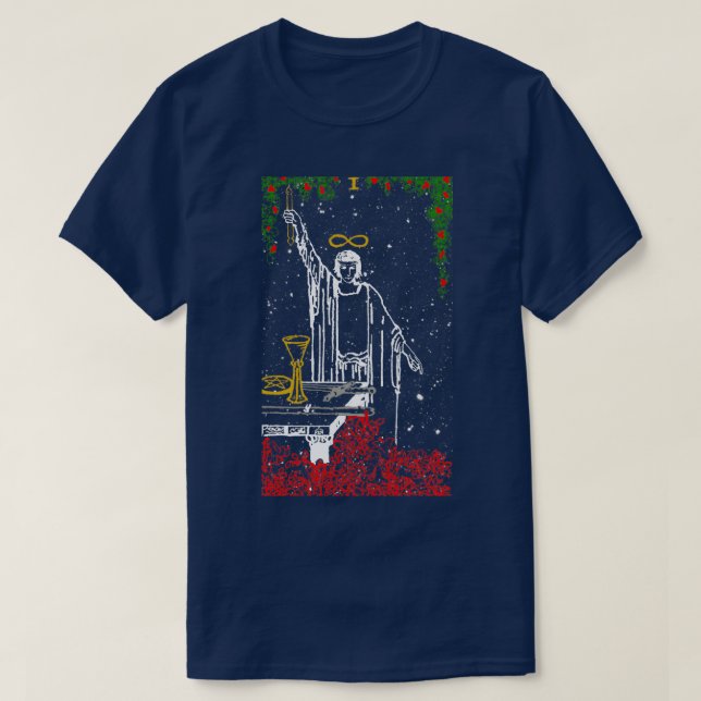 The Magician Winter Nights Snow Themed Tarot Card  T-Shirt (Design Front)