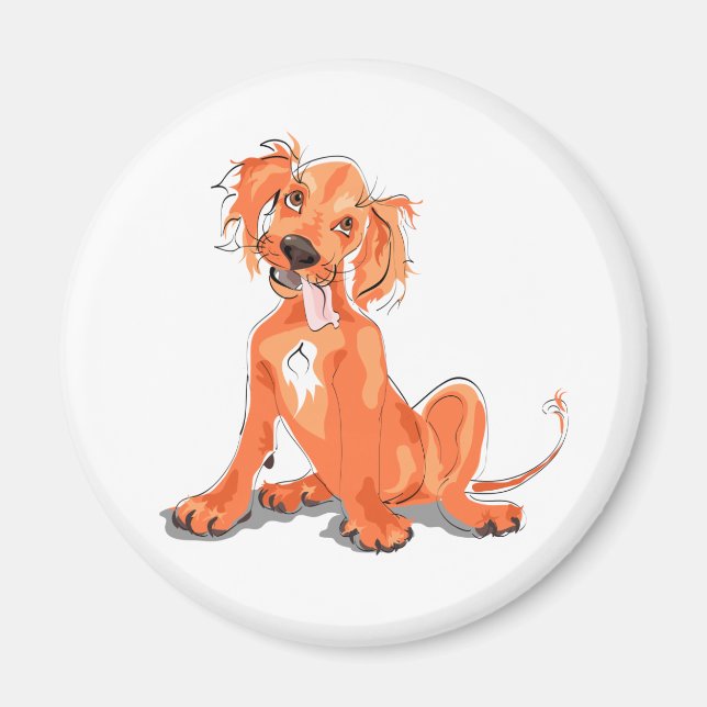 The magnet with cute red setter puppy picture (Front)