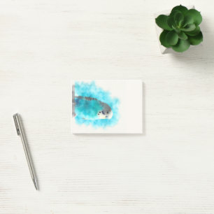 the magnificent parakeet in blue post-it notes