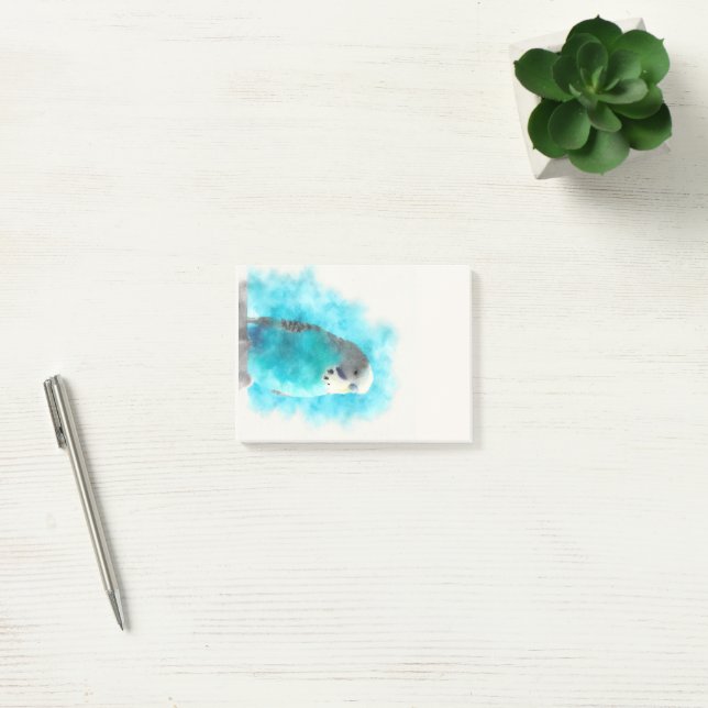 the magnificent parakeet in blue post-it notes (Office)
