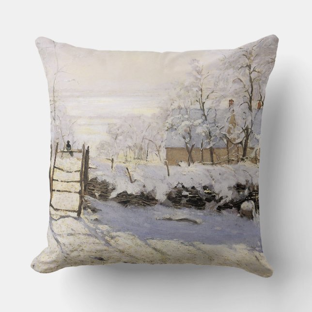 The Magpie by Monet Cushion (Front)