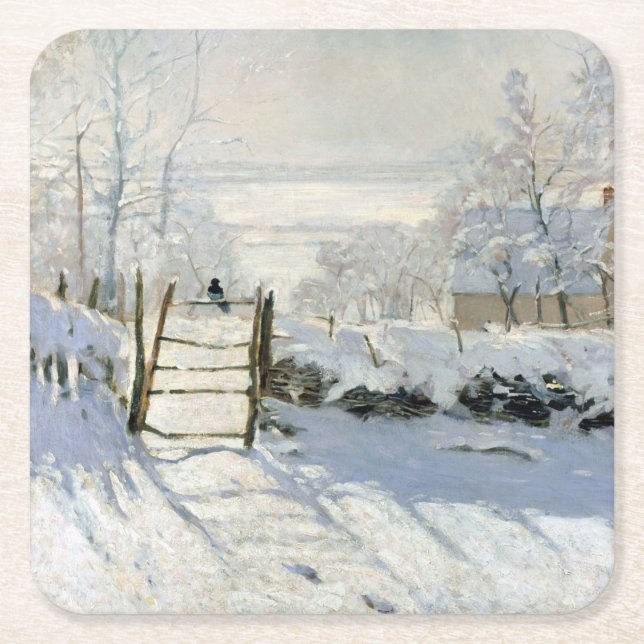 The Magpie, Monet Square Paper Coaster (Front)