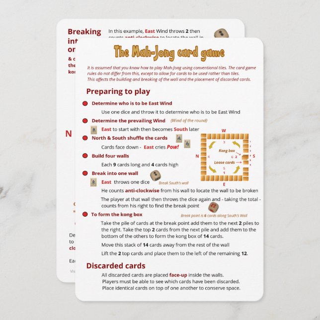 The Mah-Jong Card Game – Differences (Front/Back)