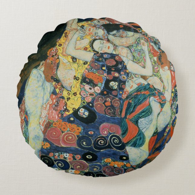 The Maiden, 1913 (oil on canvas) Round Cushion (Front)