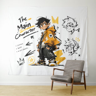 The Main Character Anime Style Cool Art Tapestry